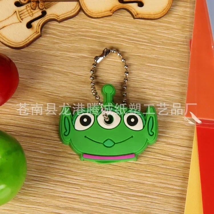 Disney Anime Lilo & Stitch Cartoon Key Cover Caps Key Chains Anime Keychain Silicone Alien Mike Car Key Ring Holder Women Gift