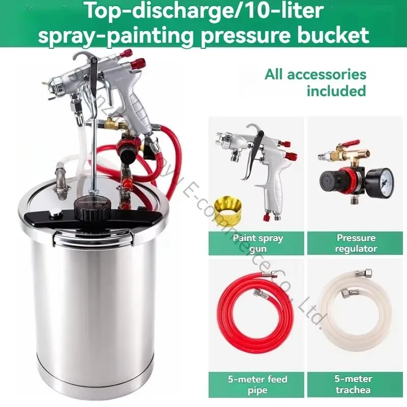 New In Water Colorful Paint Spray Gun 10L  Stainless Steel Sand Special Pressure Bucket Spray Gun Paint Latex Paint Spray Gun