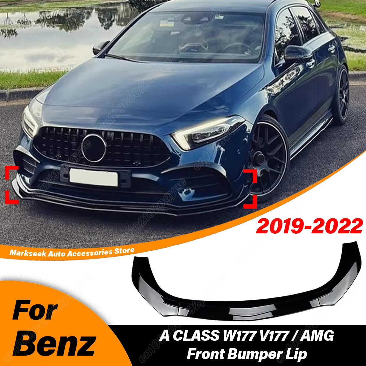 

For Mercedes Benz A CLASS W177 V177 AMG 2019 2020 2021 2022 Front Lower Bumper Lip Splitter Spoiler Exterior Accessories BodyKit