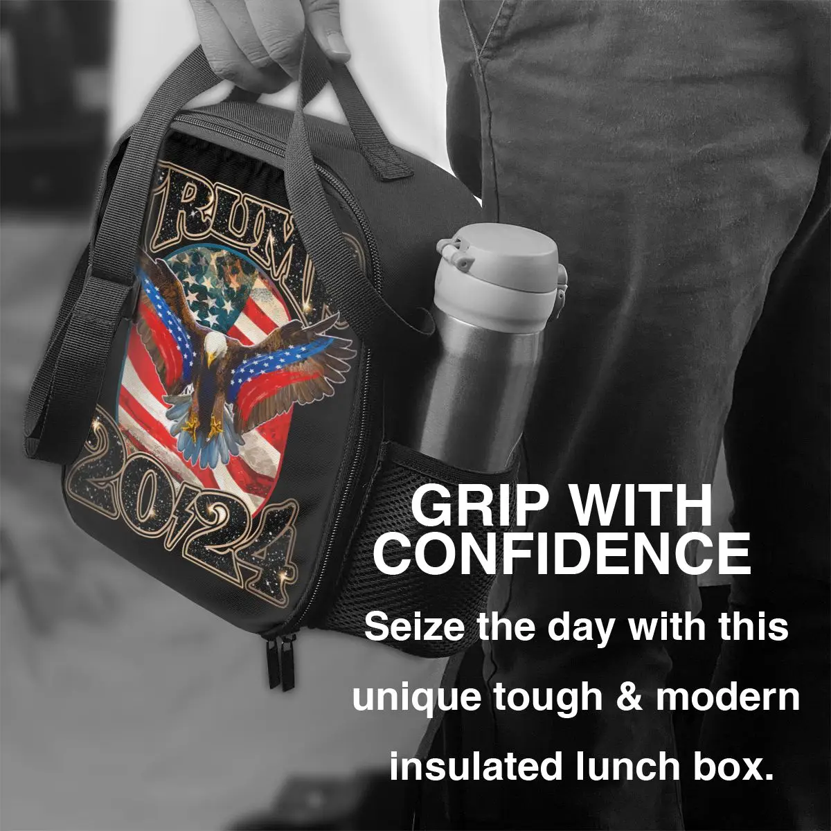 Custom Trump 2024 Eagle Lunch Bag Women Cooler Warm Insulated Lunch Box for Kids School