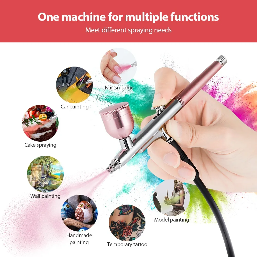 Top 0.3mm Portable Airbrush With 150cm Air Tube Cake Pastry Painting Sprayer Makeup Hair Dye Barber Nail Art Paint Spray Gun