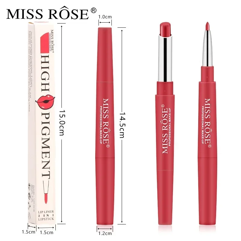 Miss Rose Double-end Lipstick Lipgloss Pencil Makeup Long Lasting Tint Sexy Red Lip Stick Beauty Matte Lip Gloss Pen Cosmetic