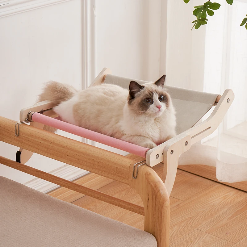 

Sturdy Cat Window Perch Wooden Assembly Hanging Bed Cotton Canvas Easy Washable Multi-Ply Plywood Hammock Dropshipping