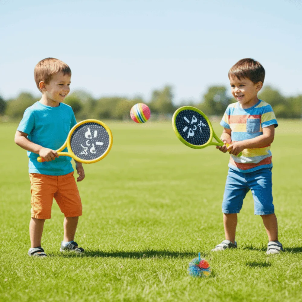 2Pcs Schock Absorbieren kinder Badminton Schläger Leichte, Tragbare Kinder Badminton Schläger Anti Slip Griff Mit Ball