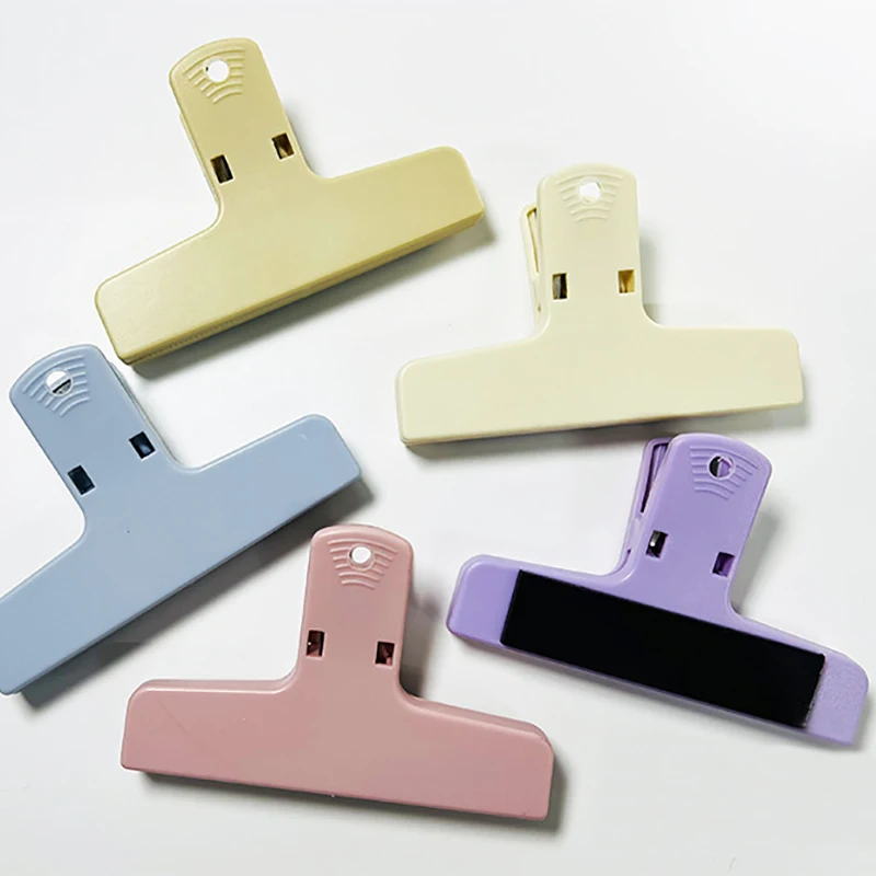 Cute Colorful Plastic File Ticket Magnet Clip Hand Account Storage Magnetic Absorber Long Tail Clip Office Paper Clip Photo Memo