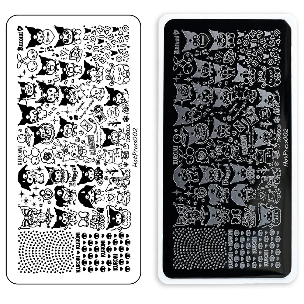 1PC New Halloween Hello Kitty/Kuromi Nail Stamping Plate Stickers Cartoon Image Nail Art Printing Template Tool Nail Steel Plate