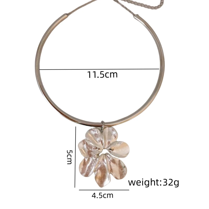 Exaggerated Big Metal Flower Pendant Choker Necklace for Women Wedding Female Collar Accessories Jewelry Gifts