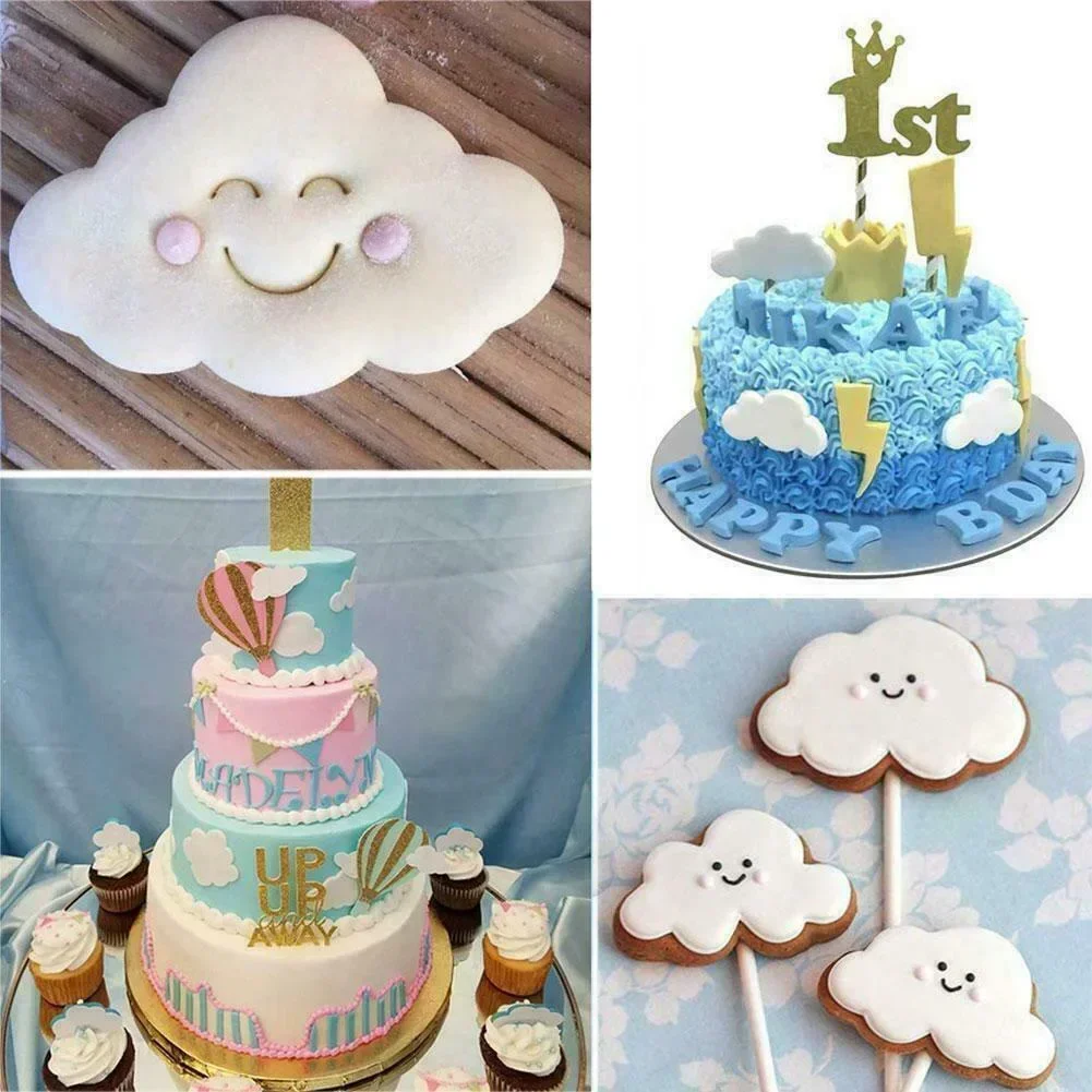 5PCS Cloud Shape Cookie Cutter Made 3D Printed Fondant For Cake Decorating Tools Bakeware Tools For Kitchen Dining