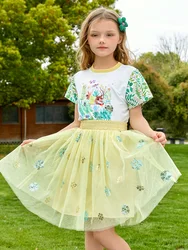 Girls short-sleeved T-shirt blouse half-skirt summer base dress Shasha princess skirt