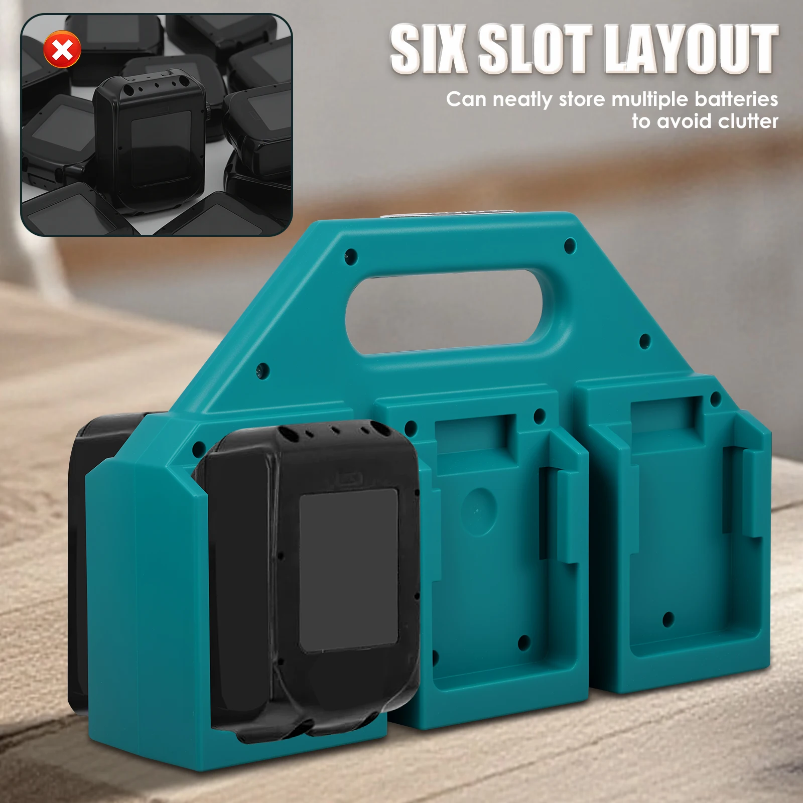 Tragbarer Batterie-Aufbewahrungsorganizer mit Halterung und Griff für MK LXT 18V 14,4V BL1830 BL1850 Li-Ion-Akku-Tragekoffer – Detail 4