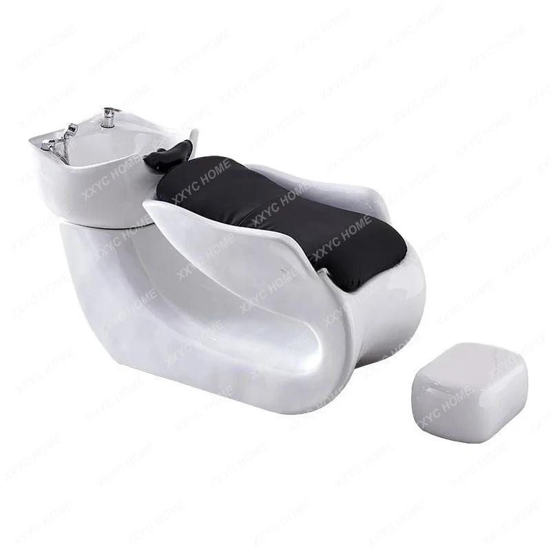 

Hair Salon Semi-reclining Shampoo Bed Flush Massage Bed Hair Salon Ceramic Basin