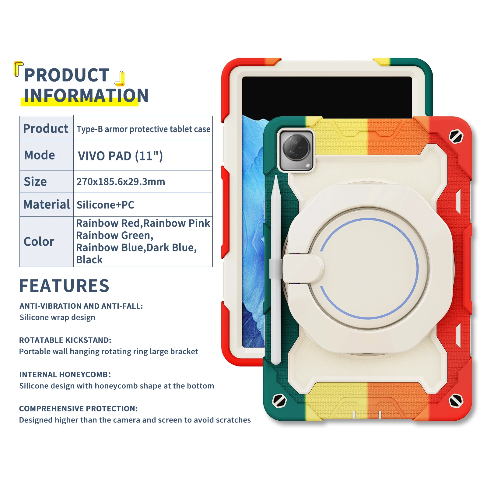 حافظة Coque For vivo Pad 11 مقاومة للصدمات ومتينة ودرع Fundas Kids EVA بمقبض آمن وغطاء لوحي #4