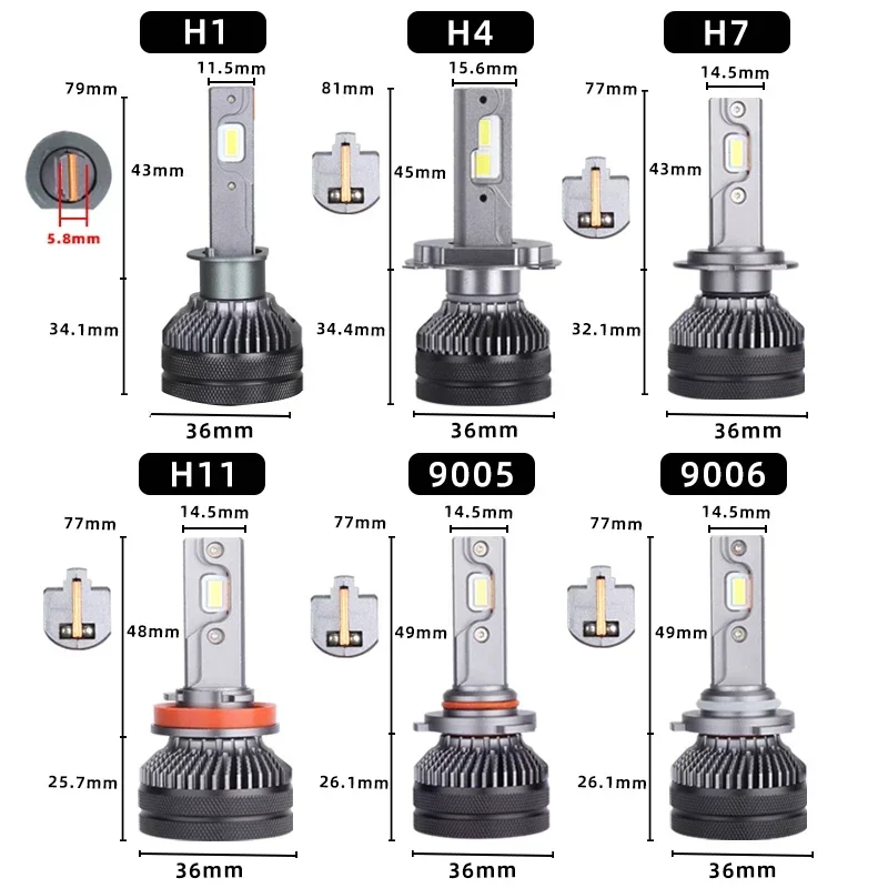 Dawnknight-車のヘッドライト電球,LEDライトK5c k6c 40w h7 h4,長寿命4300k,hb3 h11,hb4 4300k,12v