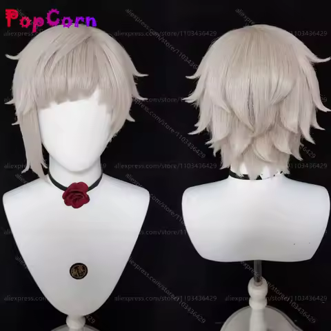 Atsushi Nakajima Cosplay Wig Unisex 30cm Short Hair Lotus Gray Wig Cosplay Anime Hair Heat Resistant Synthetic Wigs