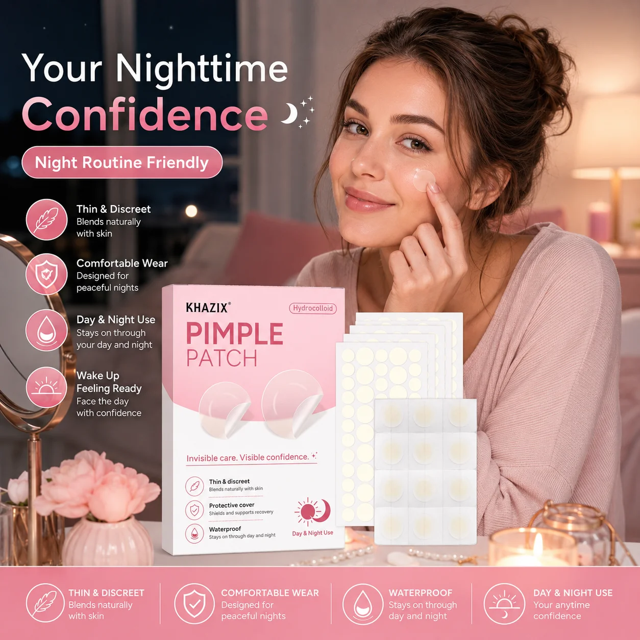 372Pcs Gentle Hydrocolloid Facial Patches, Yellow & Clear Shades, Invisible Skin Care Stickers, Waterproof, Day & Night Use