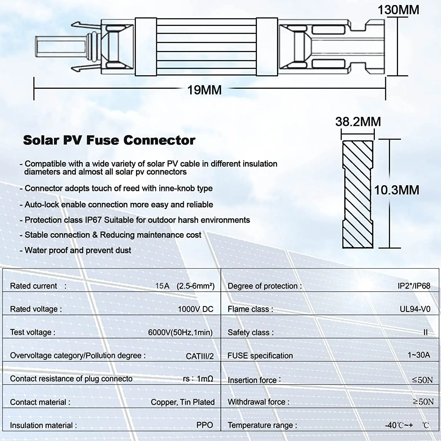 Imagem -04 - Suporte de Fusível Solar à Prova Impermeável Água Inline com Conector Masculino e Feminino para o Painel Solar e Controlador Solar Peças 5a 10a 15a 20a 25a