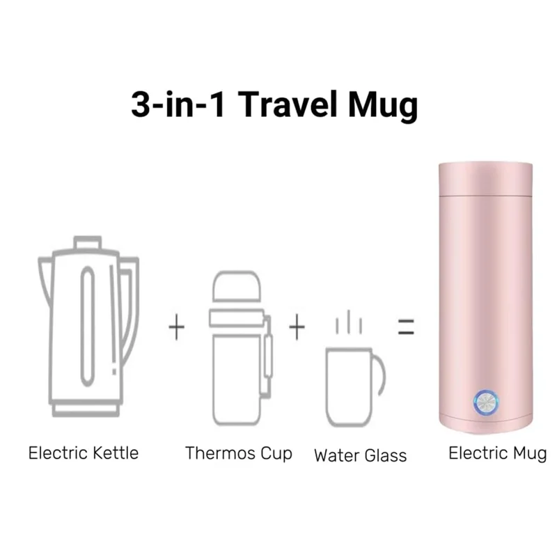 

Мини-электрический чайник 3 в 1, нержавеющая сталь 304, пищевой класс, быстрая кипячение и автоматическое отключение, нагревательная кружка, вилка европейского стандарта для чая, кофе, молока A