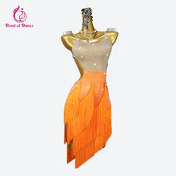 Latin Dance Skirt Fringe Dress for Dancing Parties Outfit Women Elegant Clothes Girl Stand Ball Line Skirt Female Sexy Dancewear