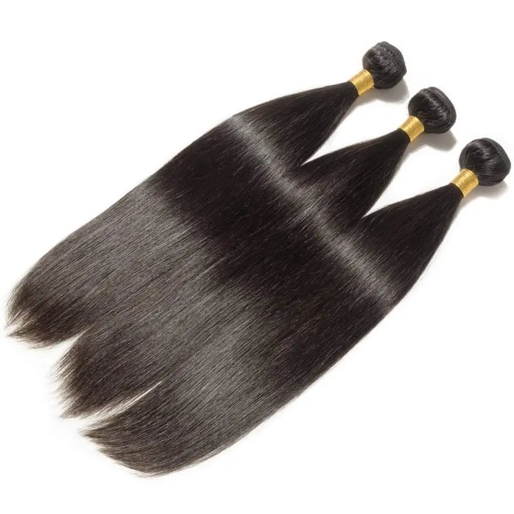 Brazilian Virgin Hair Straight Human Hair (18/20/22 Inch) 100% Unprocessed Straight Brazilian Virgin Human Hair Weave Natural Bl