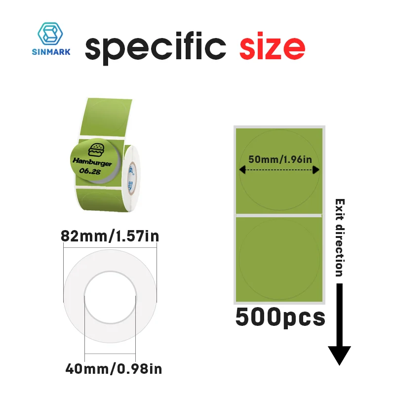 500PCS/Roll Colorful Label Round Thermal Paper Sticker Waterproof Self-Adhesive Label Paper for SINMARK Phomemo Portable Printer