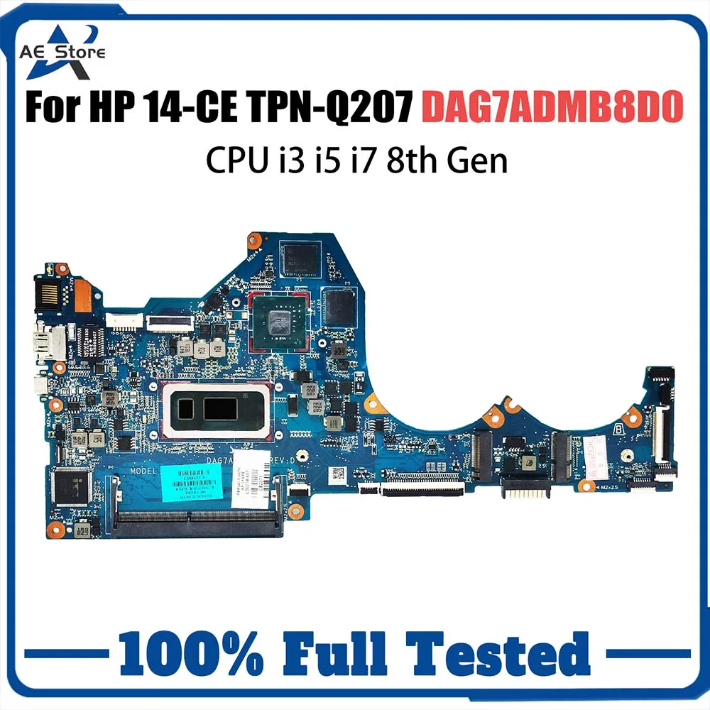 DAG7ADMB8D0 Placa-mãe para HP 14-CE L67081-601 L67080-601 TPN-Q207 L67078-001 CPU I3 I5 I7 8th Gen