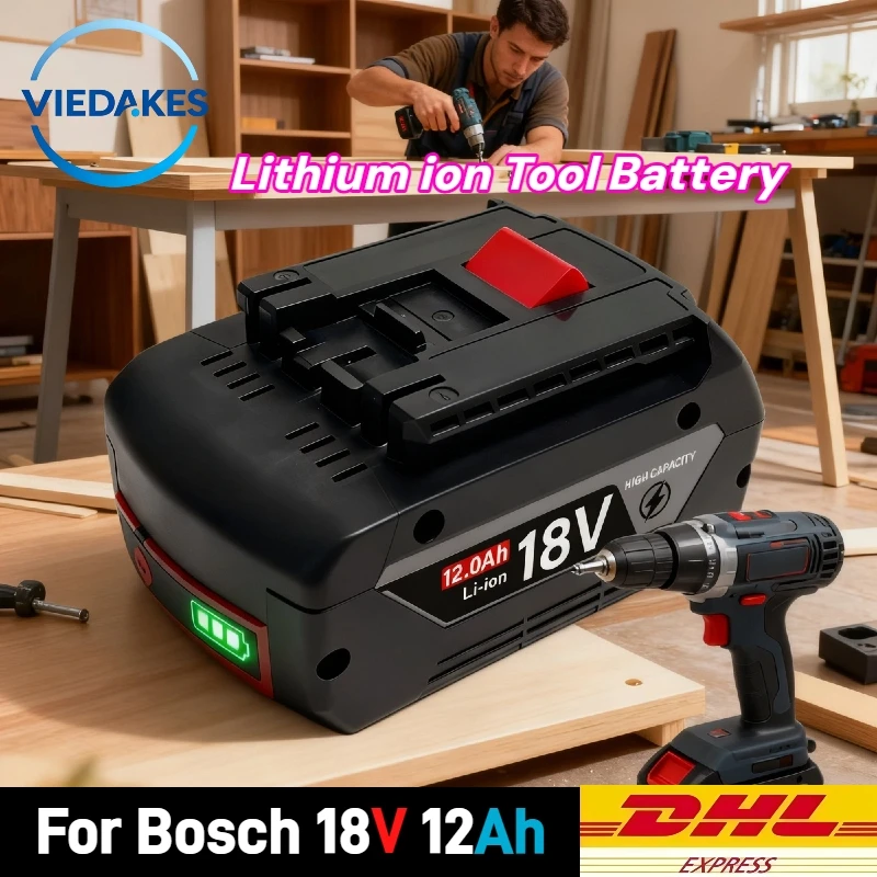 

replacement 18V 12Ah LITHIUM-ION tools BATTERY suitble for bosch ✅FOR BAT619G BAT610 BAT610G 18v power tools w/Fuel Guage