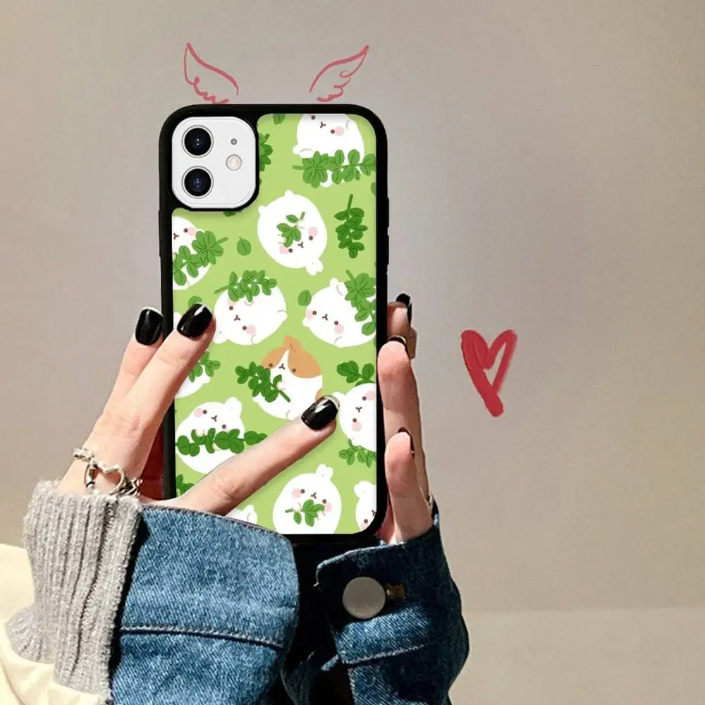 Cute Rabbit M-Molang Phone Case For IPhone 17 16 Pro Max 11 12 13 14 15 Hard PC+TPU Bracket Back Cover