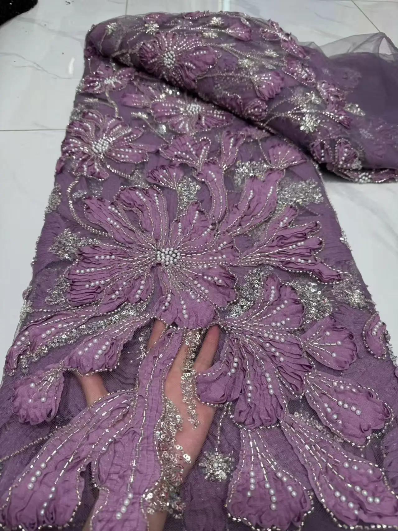 قماش دانتيل تول مطرز ثلاثي الأبعاد 2026، أقمشة دانتيل شبكية أفريقية مع ترتر لفساتين السهرة، جودة عالية، أحدث #2