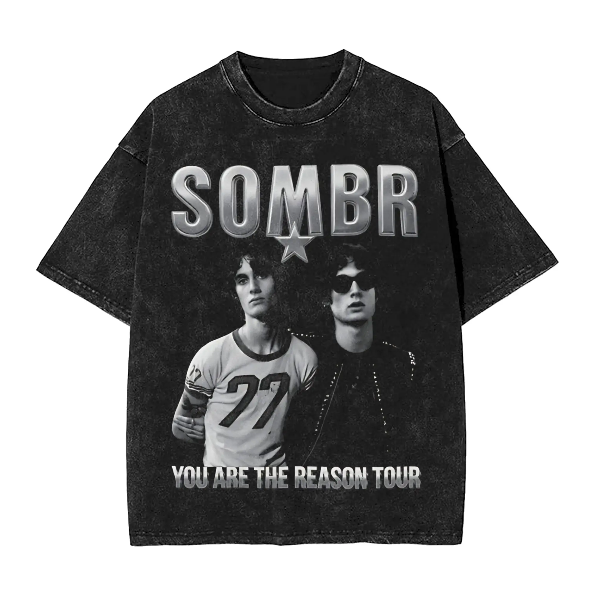 Sombr Youare The Reason World Tour 2026-2027 Washed T Shirt Streetwear Hip Hop T-Shirts  Tee Shirt Men Women Streetwear