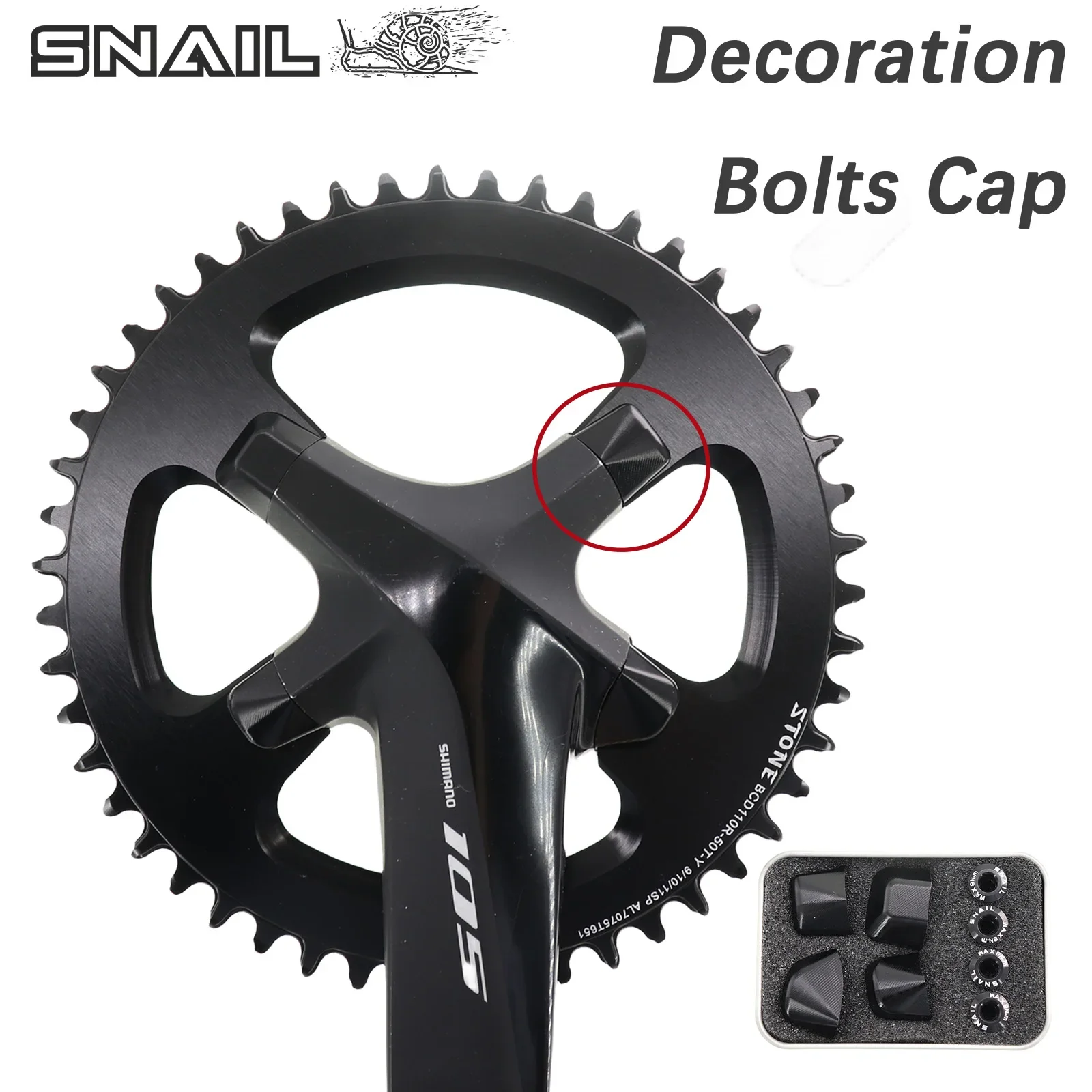 Snail Chainring Decoration Cap Bolts for Shimano R7000 R8000 R9100 Decor Cap for Road Bike Crank Cap Cover 4 Bolts Cover Screws