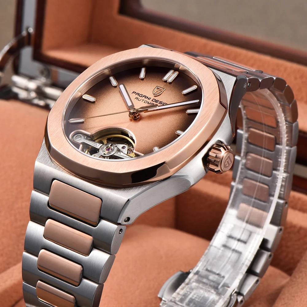 Nowe męskie zegarki PAGANI DESIGN Tourbillon Luksusowy świecący automatyczny zegarek dla mężczyzn Mechaniczny zegarek na rękę Szafirowy zegar Pudełko prezentowe