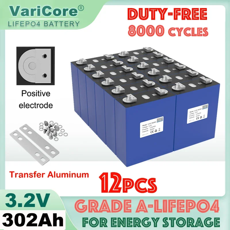 

12pcs VariCore 3.2V 302Ah Lifepo4 Battery Lithium Iron Phosphate DIY 4s 12v 24v Energy Storage Solar RV Campers Cell Tax Free