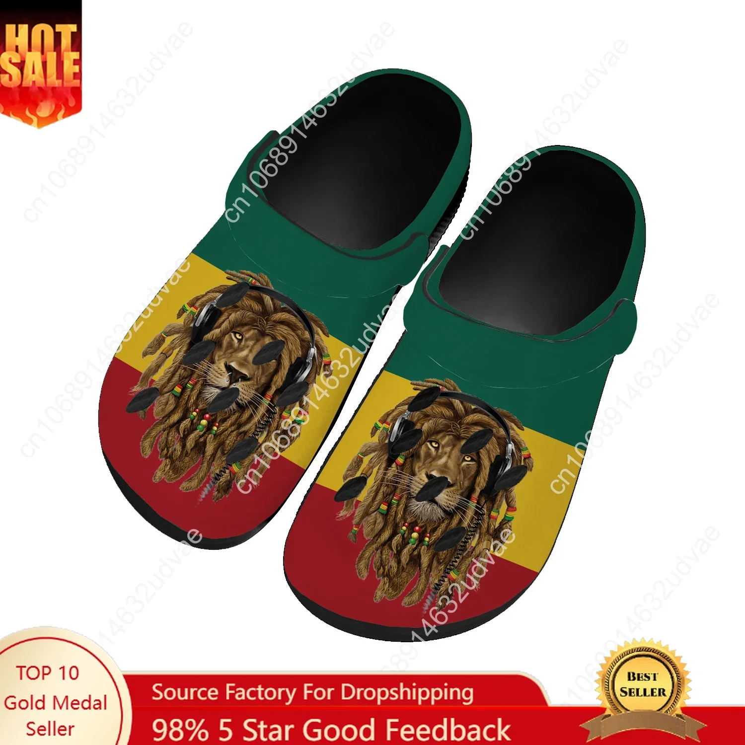 

Reggae Rastafarian Rasta Rastafari Lion Of Judah Water Shoe Men Women Home Garden Clogs Custom Sandals Breathable Hole Slipper