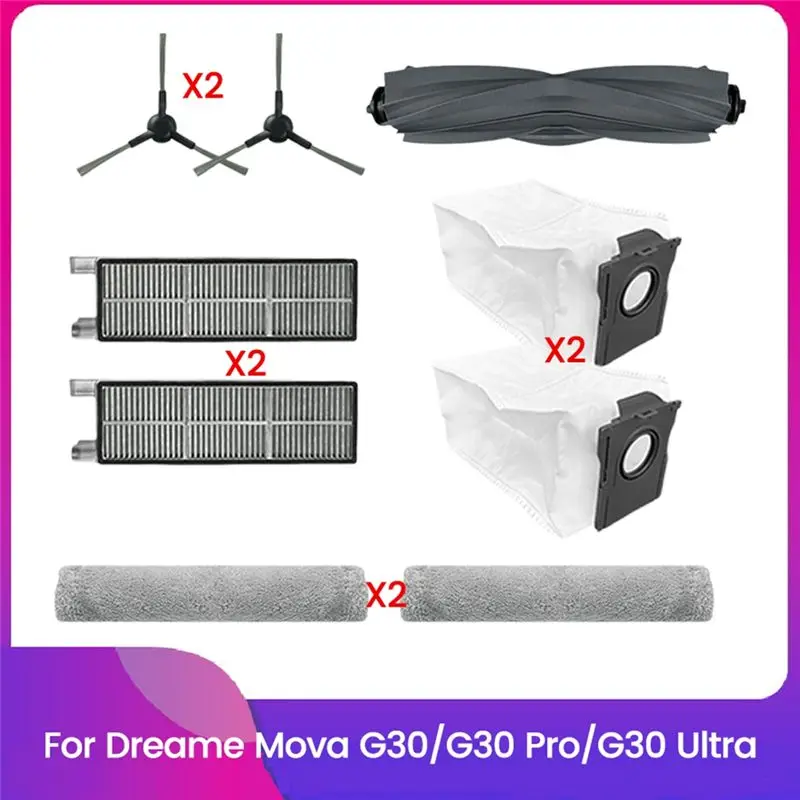 

N18R 9PCS For Dreame Mova G30/G30 Pro/G30 Ultra Vacuum Cleaner Parts Hepa Filter Tracked Mop Cloth Dust Bag Brush