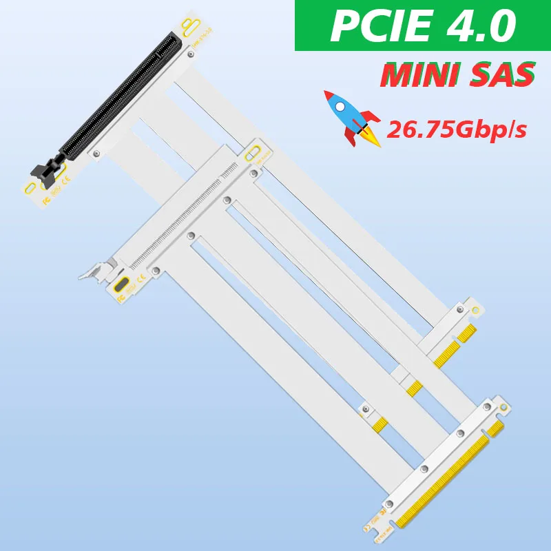 

PCIE 4.0 Extension Cable, White 16x Shielded High Speed GPU Riser Cable with PCI Express Port for GPU Extension Card 15-60cm