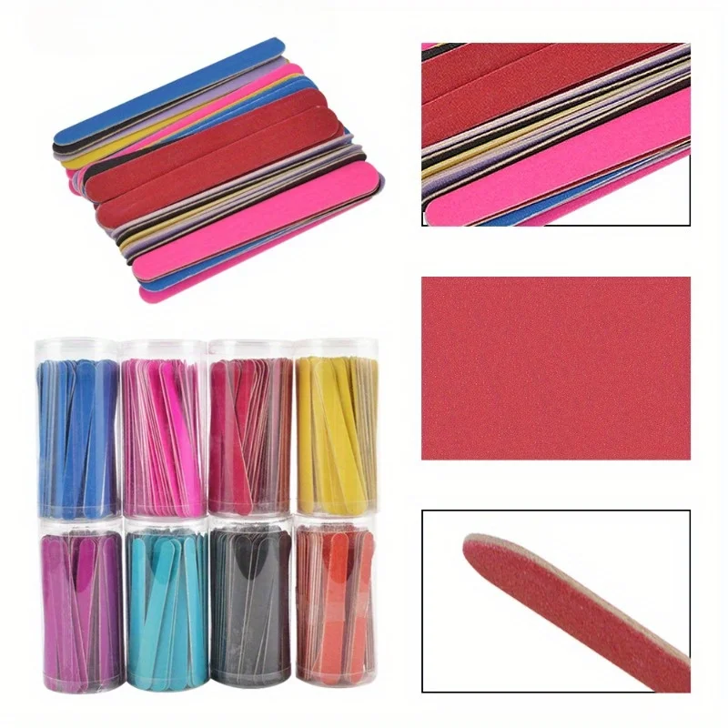 80개 네일 파일 세트, 양면 나무 에머리 보드, 배럴 포장 네일 제품, 보관 배럴이 있는 캔형 나무 파일