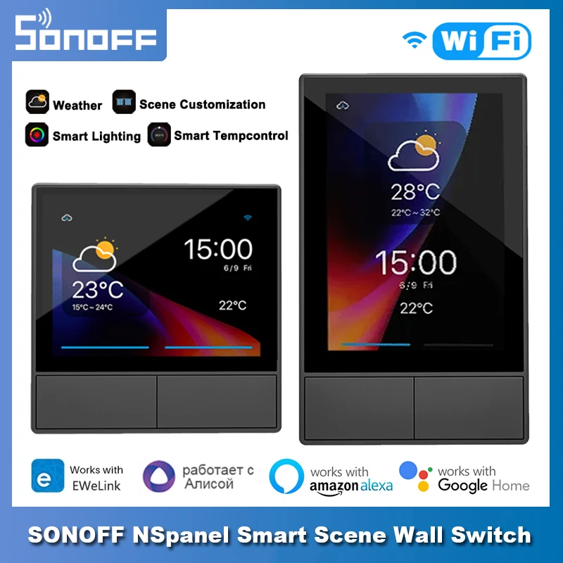 SONOFF-NSPanel Smart Scene Wall Switch, UE, EUA, Wi-Fi, exibição de termostato, tudo em um controle, funciona com Alexa, Google Home