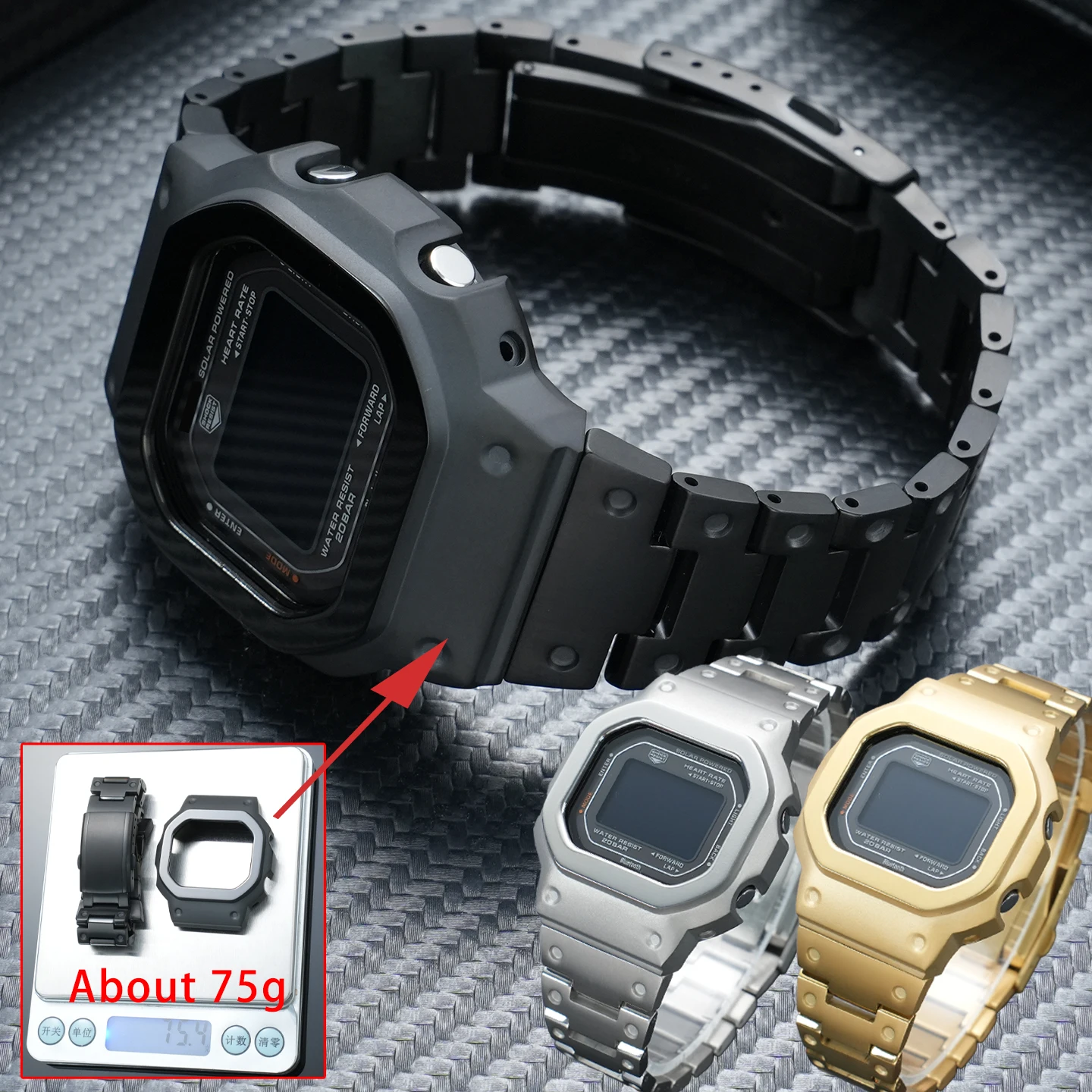 

Комплект для модификации часов Casio DWH5600: ультралегкий титановый корпус и металлический ремешок (DIY)