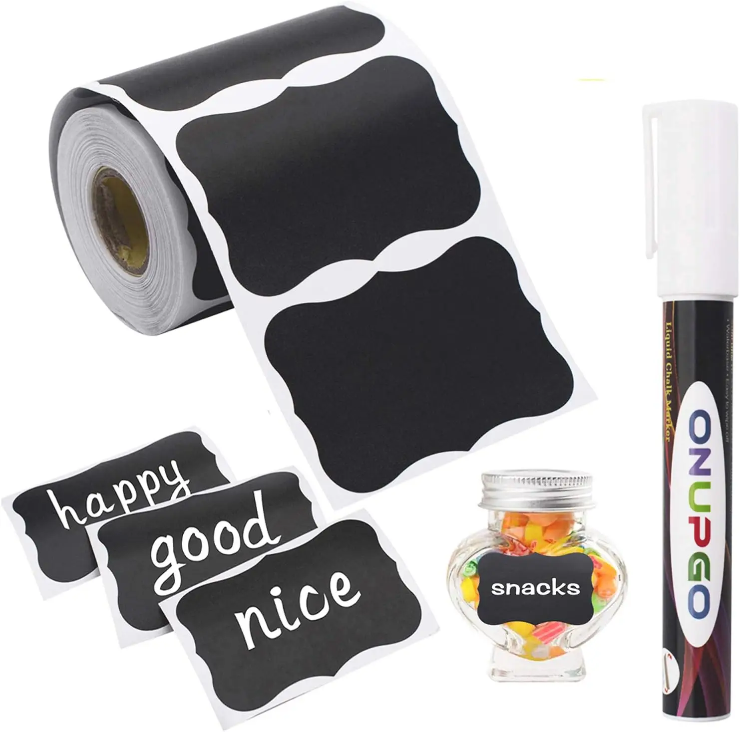 

180pcs Reusable Chalkboard Labels with Liquid Chalk Marker for Jars, Home Organization & Party Decor