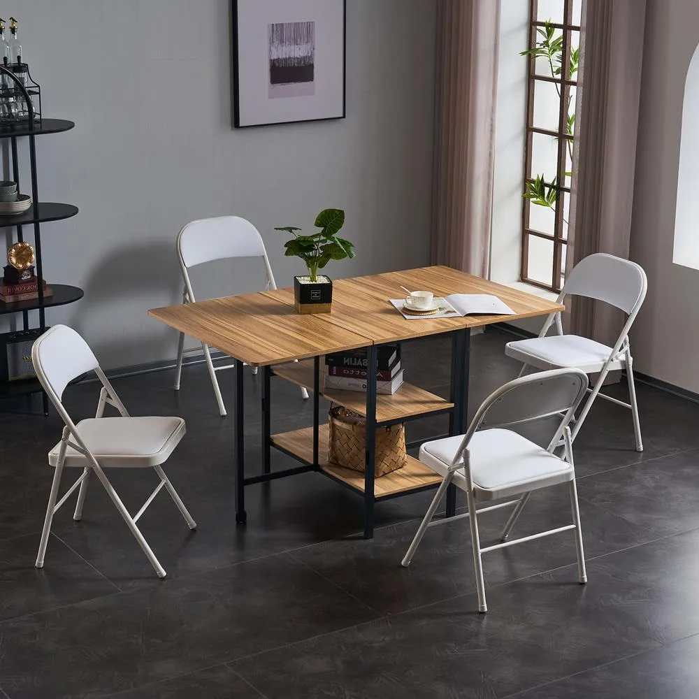 

Set of 4 Folding Chair Steel Frame Padded Seat for Events Office Wedding Party