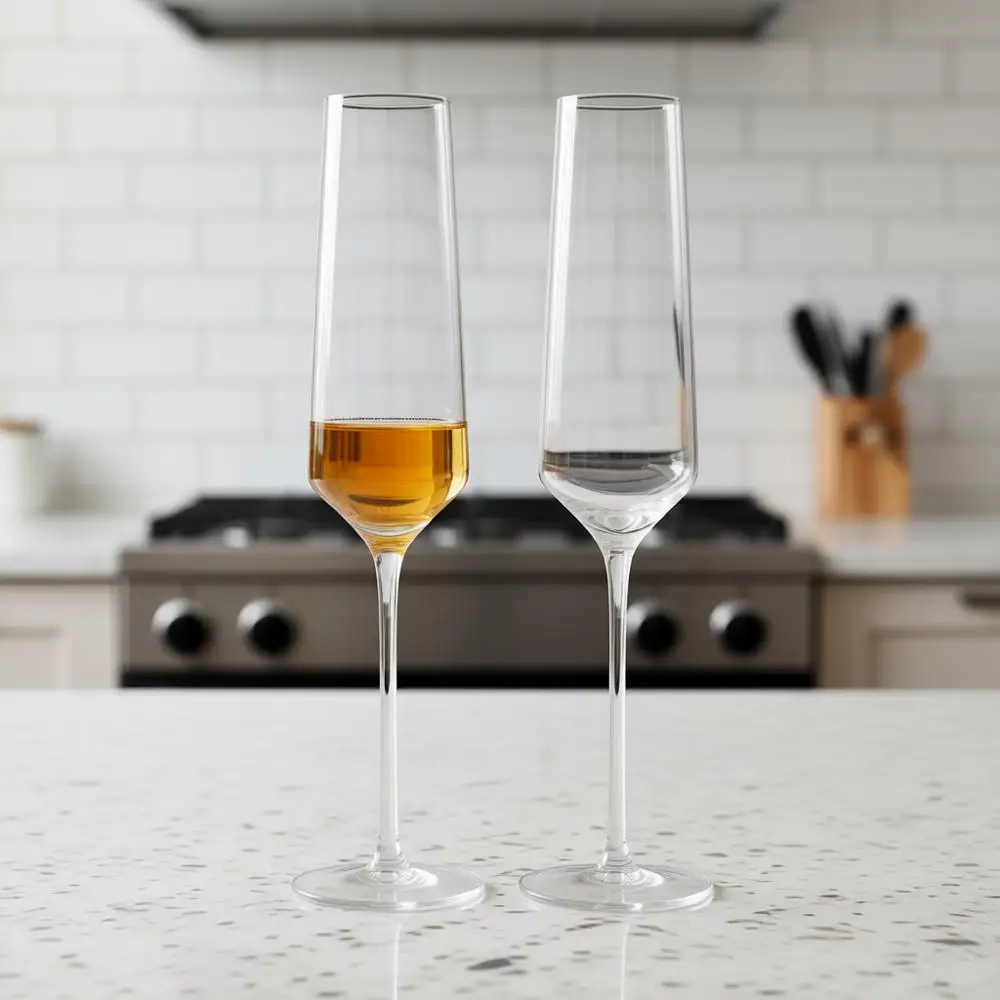 

Champagne Lutes Glasses Set of 4 - Elegant 8Oz Hand Blown Glasses for Wedding, Anniversary, Christmas, Birthday