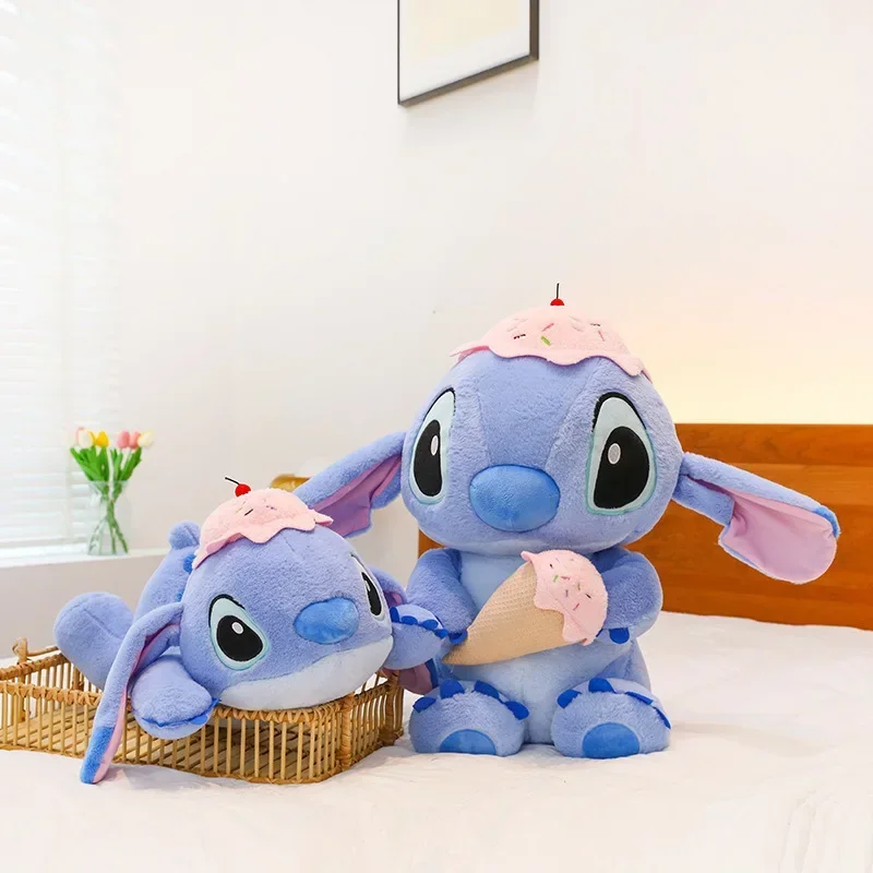 2024 Disney Lilo and Stitch Plush Toys Ice Cream Stich Dolls Pillow Cute Stuffed Anime Plushie Toy Children's Birthday Gifts