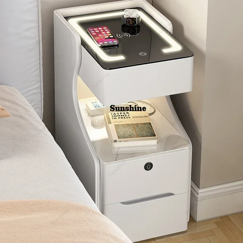 Bedside Table Wood Dresser Floating Nightstand Design Open Cabinets Bedroom Closets Side Tables Home Gamer Meubles De Chambre