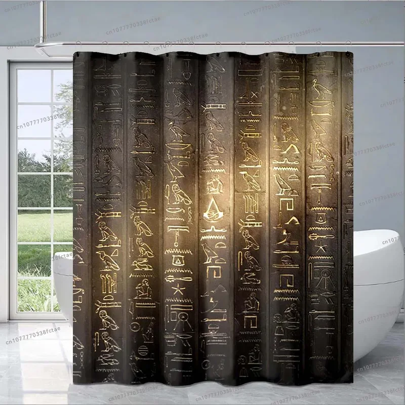 Ancient Egyptian Hieroglyphs Shower Curtain Retro Shower Curtain Bathroom Fashion Decorative Shower Curtain Exquisite Gift