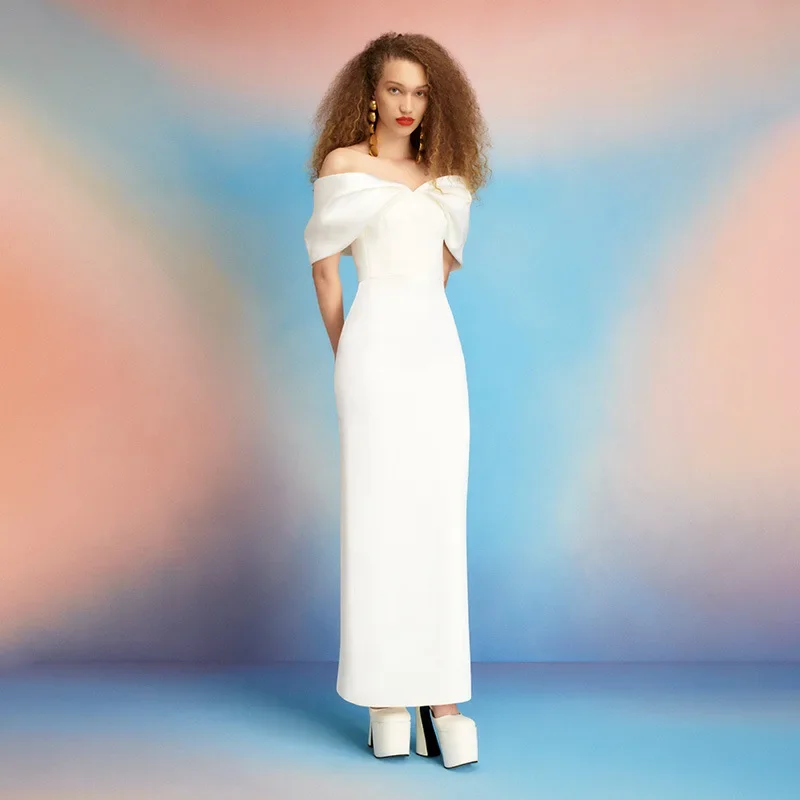 

2025 Women's Elegan Burgundy Satin Patchwork Maxi Dress Sexy Backless Off Shoulder Slim Fit Dresses Lady Evening Party Vestidos