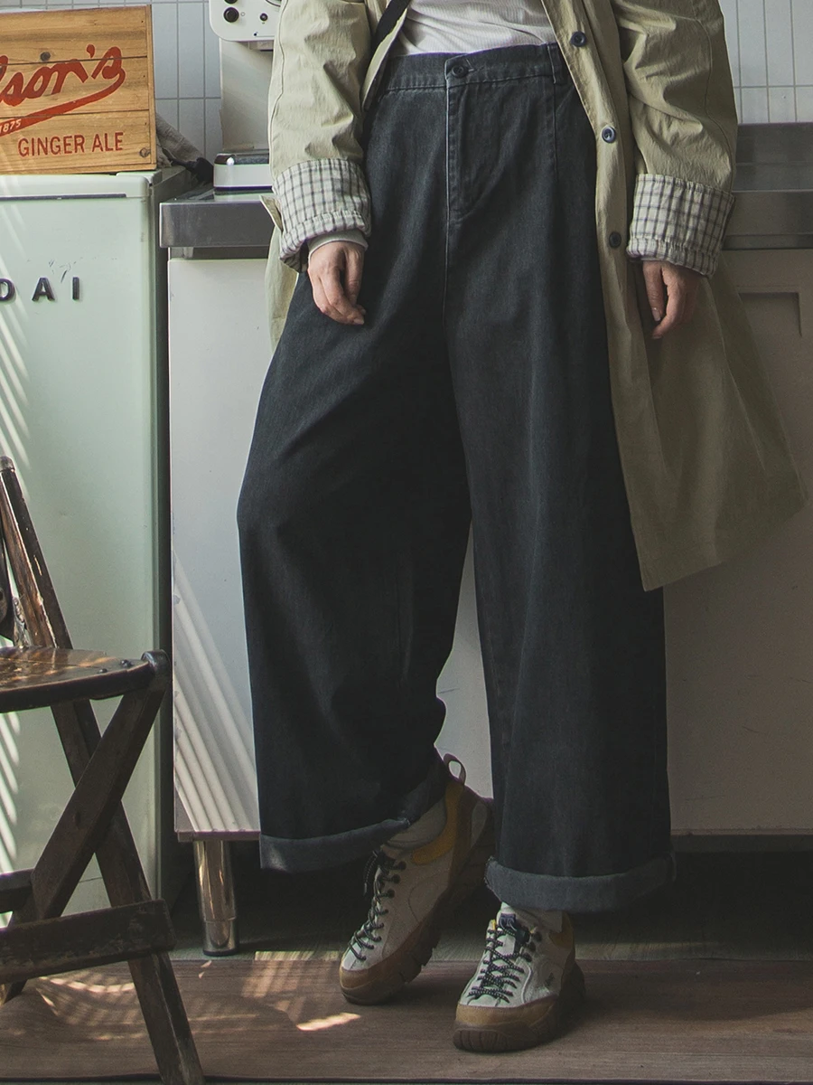 

Джинсовые широкие брюки с высокой талией, женские свободные брюки на весну и осень, тонкая модель, повседневные брюки в стиле ретро