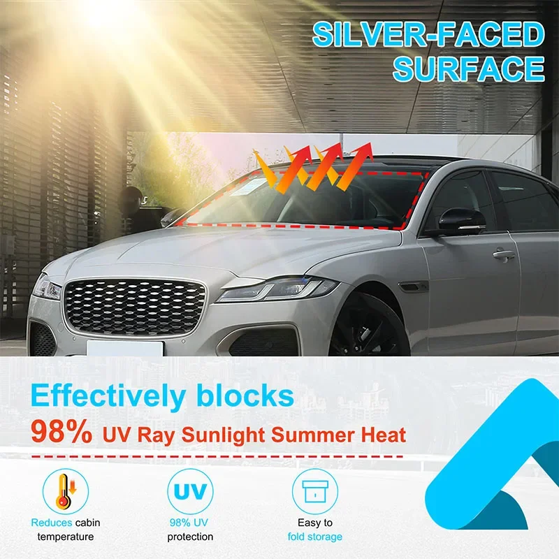 For Jaguar XE XEL 2015-2024 Silver Tape Car Front Glass Anti-UV Sunshade Car Accessories