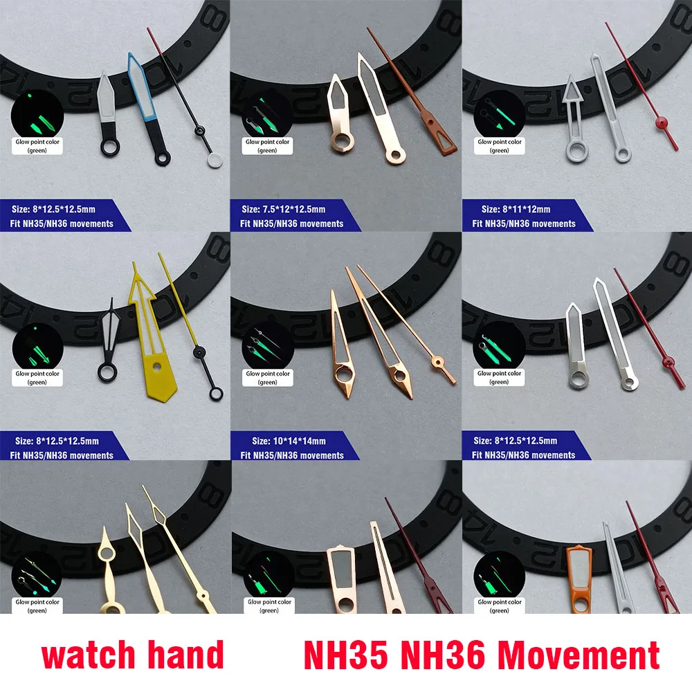 Watch Accessories Pointer NH35 NH36 sport watch Hands Green Super Luminous Suitable For NH35 NH36 Movement