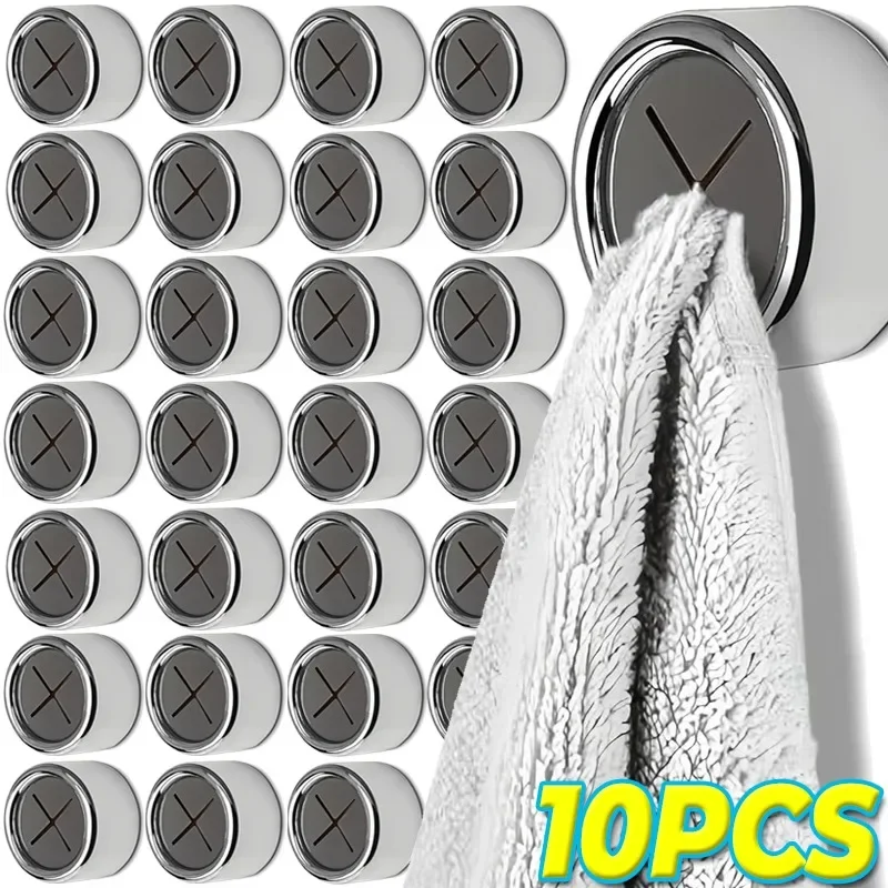 1/10PCS Towel Plug Holders Self-adhesive Round Wall Hooks Bathroom Waterproof Towel Racks Kitchen Rag Dish Cloth Storage Clips