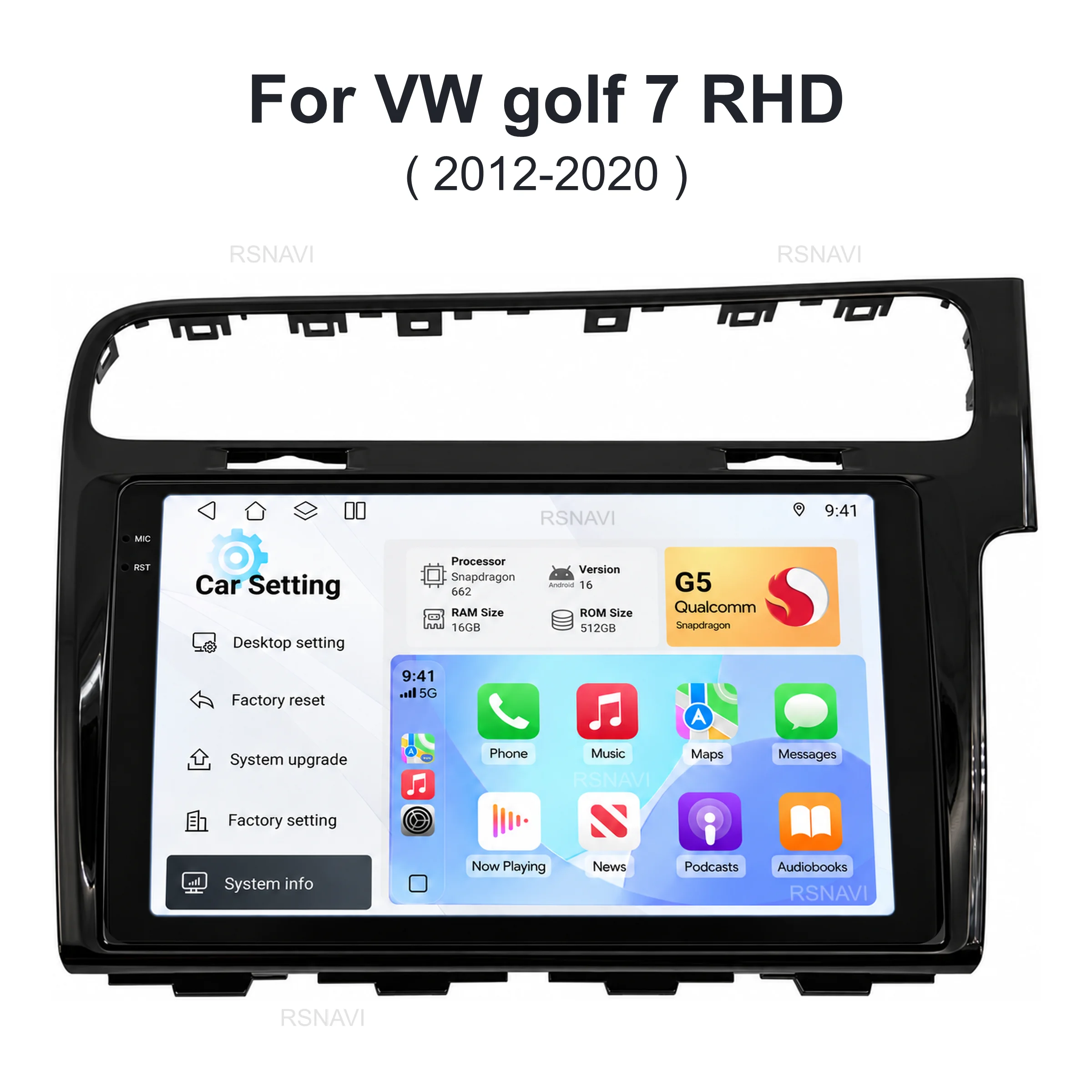 Android 16  Car Radio For Volkswagen VW Golf 7 MK7 GTI 2012-2021 Right Hand Drive RHD Carplay Android Stereo Video Player 2 Din